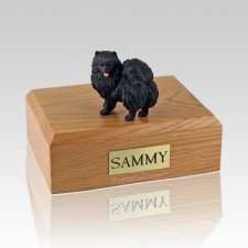 Pomeranian Black Standing Dog Urns