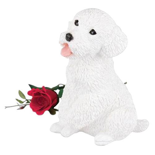 White Poodle Cremation Urn