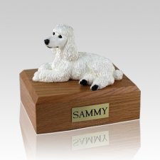 Poodle White Laying Large Dog Urn