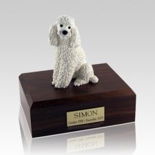 Poodle White Sitting Large Dog Urn