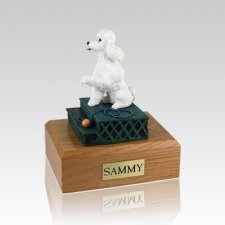 Poodle White Sport Cut Sitting Large Dog Urn