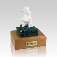 Poodle White Sport Cut Sitting X Large Dog Urn