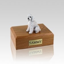 Poodle White Sport Cut Small Dog Urn