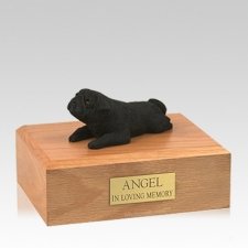 Pug Black Lounging Large Dog Urn