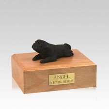 Pug Black Lounging Medium Dog Urn