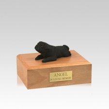 Pug Black Lounging Small Dog Urn