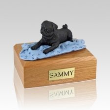 Pug Black with Blanket Large Dog Urn