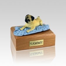 Pug Fawn with Blanket Small Dog Urn