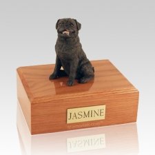 Pug Sitting Black Dog Urns