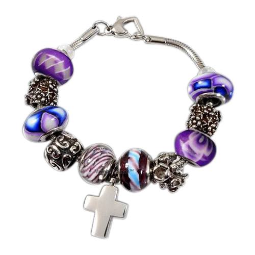 Purple Cross Cremation Bracelet