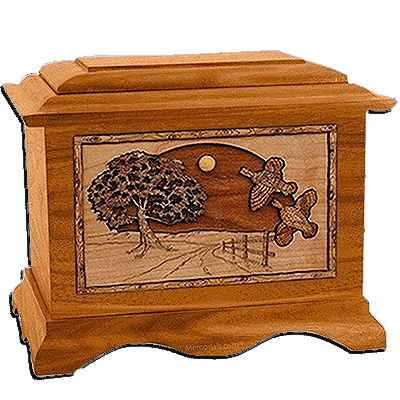 Quail Mahogany Cremation Urn for Two