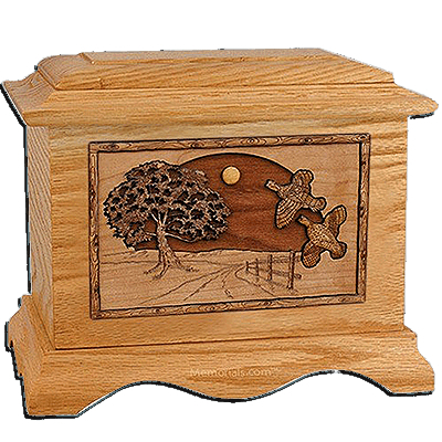 Quail Oak Cremation Urn for Two