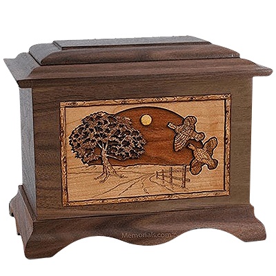 Quail Walnut Cremation Urn for Two