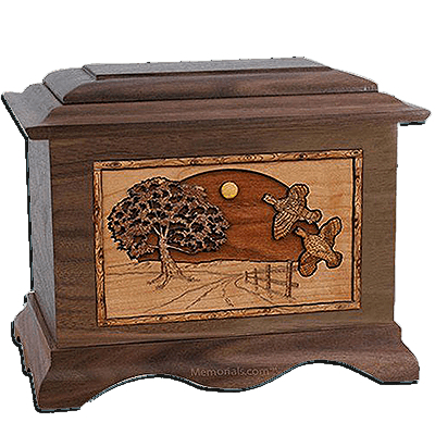 Quail Walnut Cremation Urn for Two