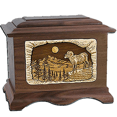 Ram Walnut Cremation Urn For Two