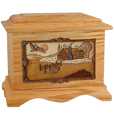 Rustic Paradise Oak Cremation Urn For Two