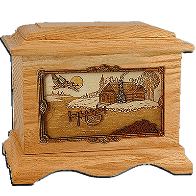 Rustic Paradise Oak Cremation Urn For Two