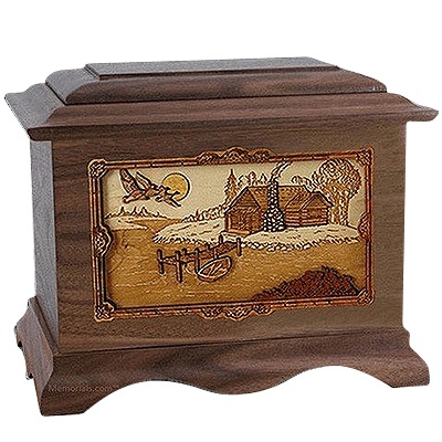 Rustic Paradise Walnut Cremation Urn For Two