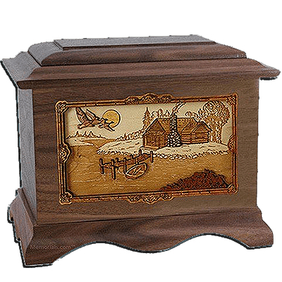 Rustic Paradise Walnut Cremation Urn For Two
