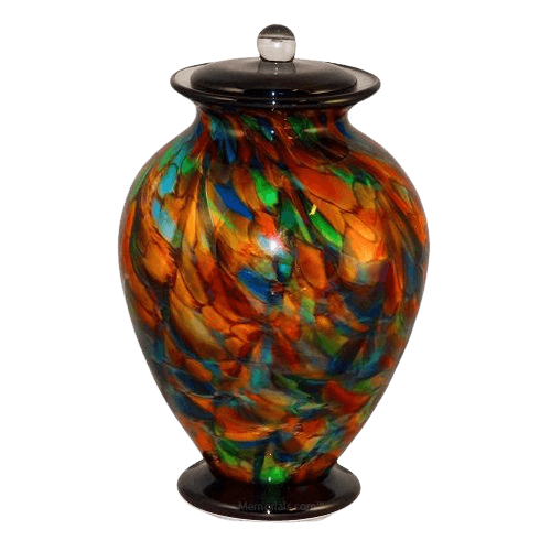 Rainbow Drops Glass Cremation Urn
