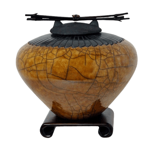 Raku Feather Coffee Extra Large Cremation Urn