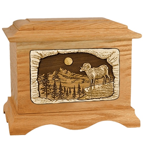 Ram Oak Cremation Urn