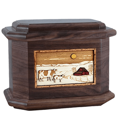 Ranch Walnut Octagon Cremation Urn