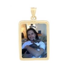 Rectangle Yellow Gold Photo Pendant