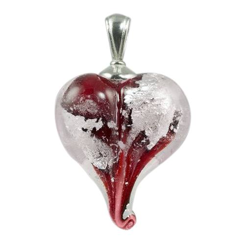 Red & Silver Love Cremation Ash Pendant