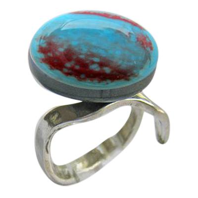 Red Blue Memorial Ashes Ring