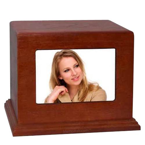 Red Cherry Photo Wood Cremation Urn