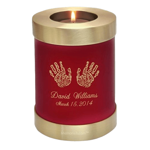 Red Child Print Cremation Urn