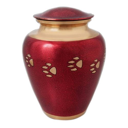 Red Paw Print Large Cremation Urn
