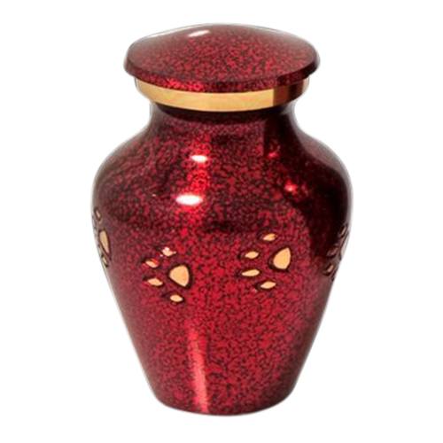 Red Paw Print Keepsake Cremation Urn