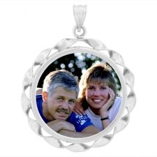 Ribbon Silver Photo Pendant