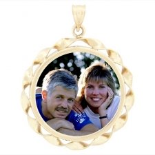 Ribbon Yellow Gold Photo Pendant