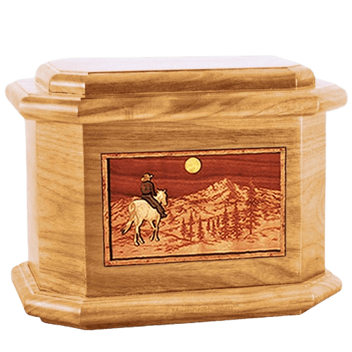 Riding Home Oak Octagon Cremation Urn