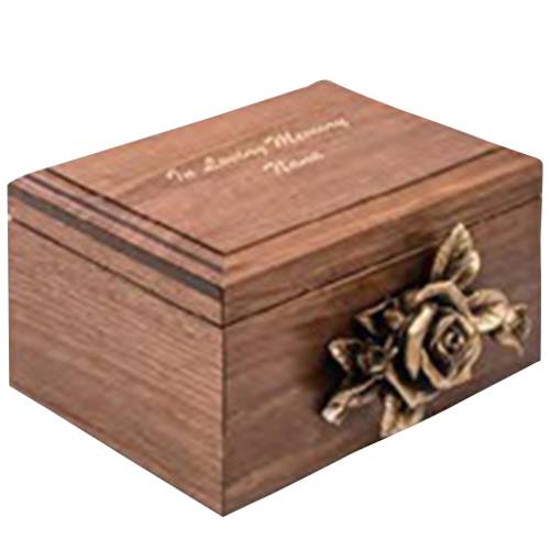Rose Figurine Wood Cremation Urn