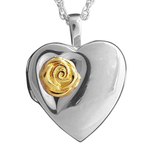 Rose Heart Locket Keepsake Pendant