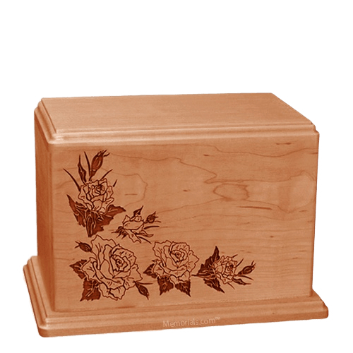 Roses Individual Natural Cherry Wood Urn