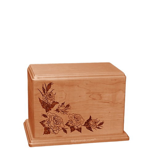Roses Small Cherry Wood Urn