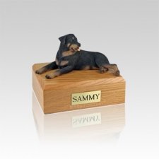 Rottweiler Laying Small Dog Urn