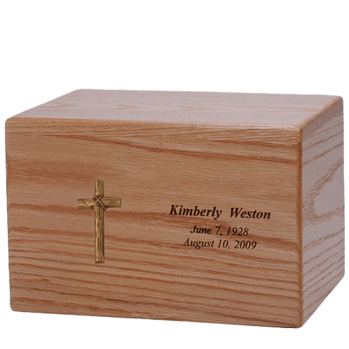 Rugged Cross Wood Cremation Urn
