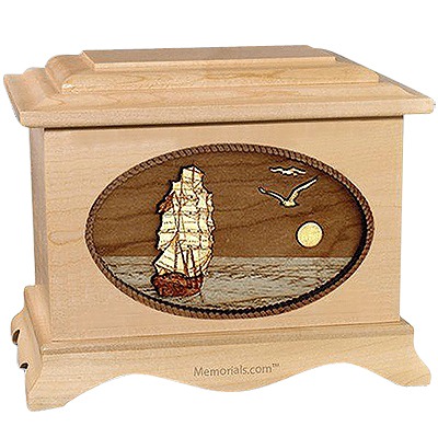 Sailing Home Maple Cremation Urn for Two