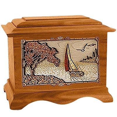 Sailing Mahogany Cremation Urn for Two