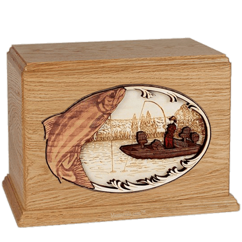 Salmon Fishing Oak Companion Urn