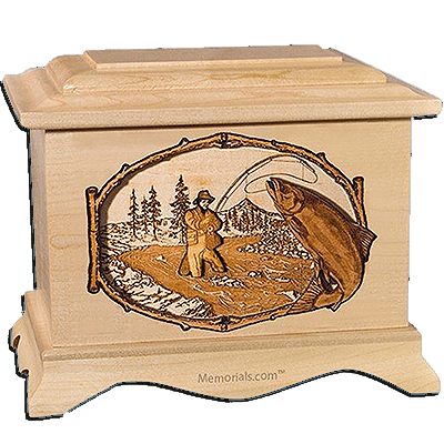 Salmon Stream Maple Cremation Urn for Two