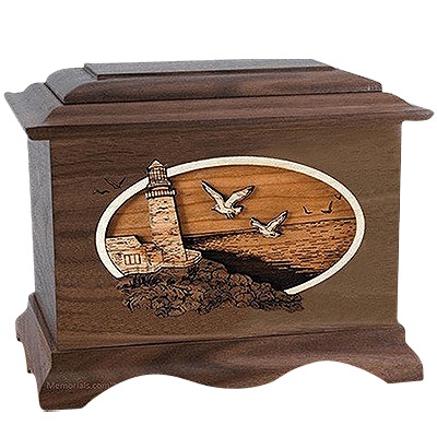 Sea Coast Walnut Cremation Urn For Two