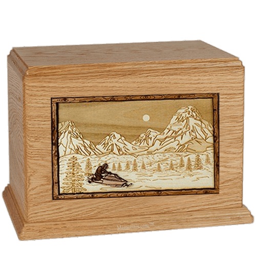 Snowmobile Oak Companion Urn