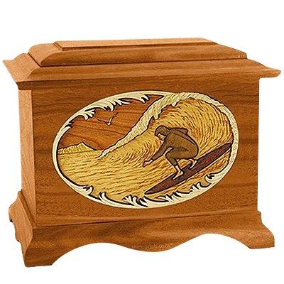 Surfing Mahogany Cremation Urn for Two